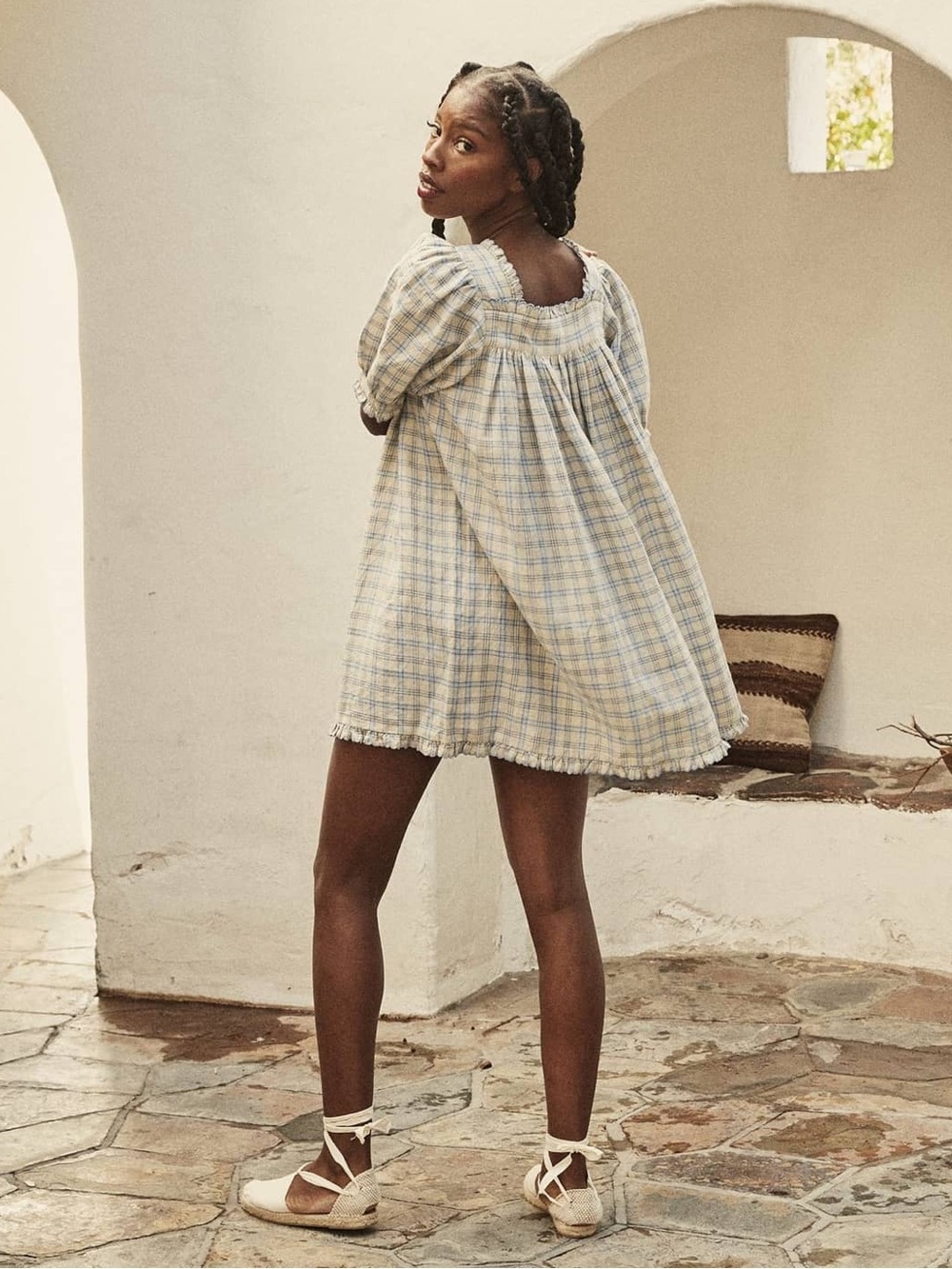 DÔEN Frede Dress in Blue Meadowlark Plaid | XS - Picture 6 of 10